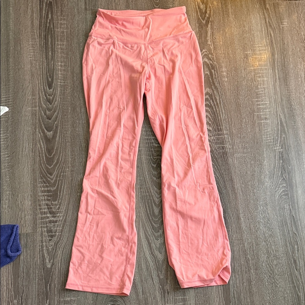 Pink High-Waisted Flared Leggings